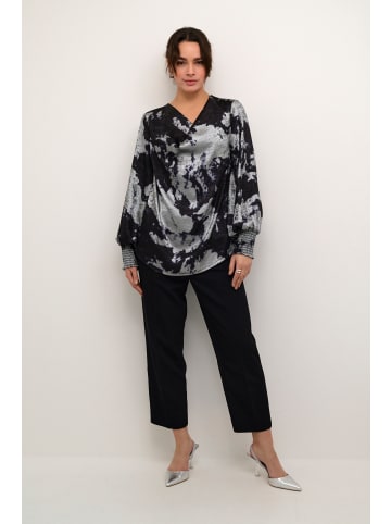 Kaffe Langarm-Bluse KAasky in Black/Silver Cloud Print