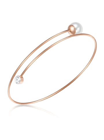 Lulu & Jane Perlen-Armband aus Messing mit Glaskristall und Muschelkernperle in roségold