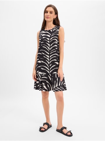 OPUS Kleid Wenola leaves in schwarz weiß - 0001