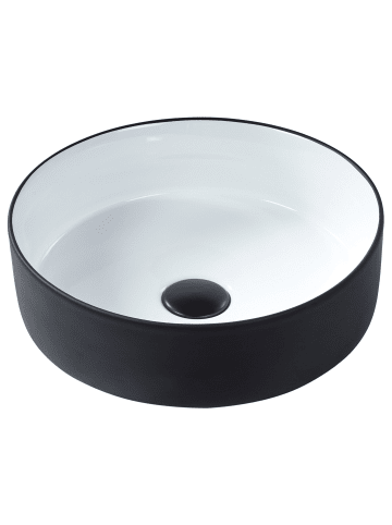 Beliani Waschbecken CALIG in Schwarz/Weiß - (W) 36 x (H) 12 x (L) 36 cm