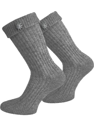 normani Trachtensocken mit Edelweiß-Pin in Grau