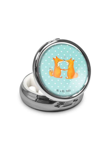 Mr. & Mrs. Panda Tablettendöschen Füchse Liebe ohne Spruch in Türkis Pastell