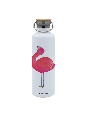 Mr. & Mrs. Panda Trinkflasche Flamingo Stolz ohne Spruch in Weiß