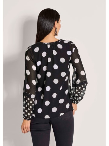 MADELEINE Elegante Bluse mit Pünktchen-Druck in schwarz / weiß