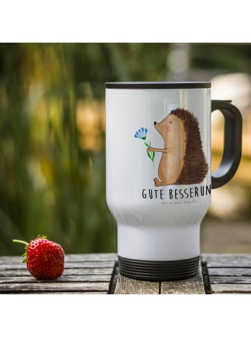 Mr. & Mrs. Panda Kaffee-Thermobecher Igel Blumen mit Spruch in Weiß