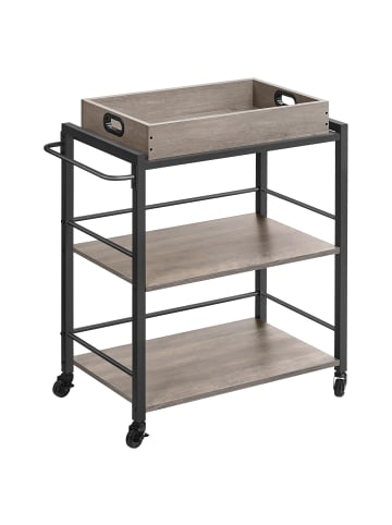 VASAGLE Servierwagen Barnet in Beige-Schwarz - (B)40 x (H)86 x (T)72 cm
