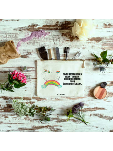 Mr. & Mrs. Panda Make-up-Tasche Einhorn Regenbogen mit Spruch in Weiß