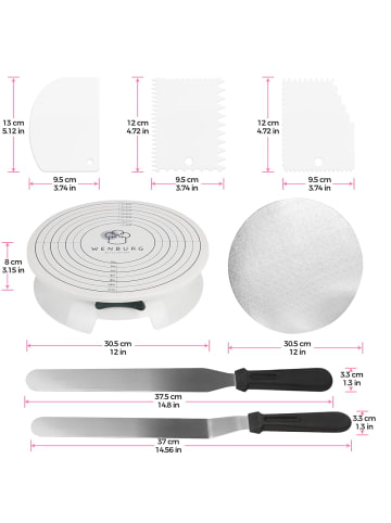 Wenburg Torten-Dekoratiosset mit Kuchenständer Chef Set Weiß