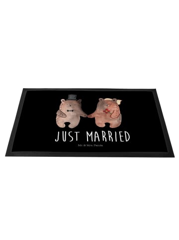 Mr. & Mrs. Panda Schmutzmatte Bär Heirat mit Spruch in Schwarz