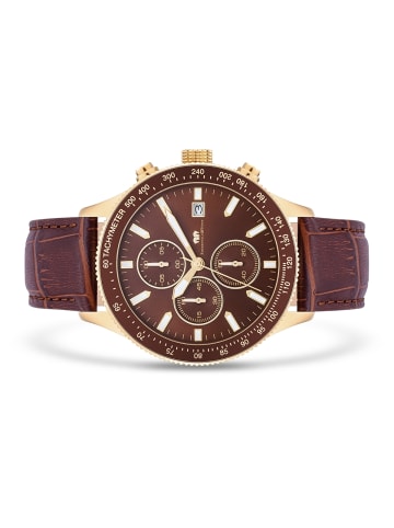 Rhodenwald & Söhne Herren Chronograph gelbgold Echtleder braun in braun