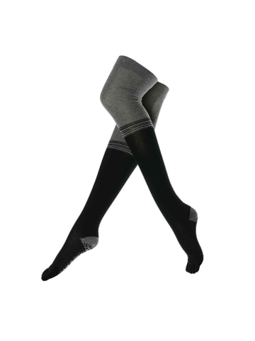 MUNADUNA
Yoga & Pilates Overknee Zehensocken in Schwarz/Grau