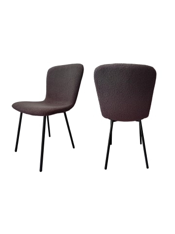 SalesFever Esszimmerstühle 4er-Set im Bouclé Design mit Metallgestell in Dunkelgrau