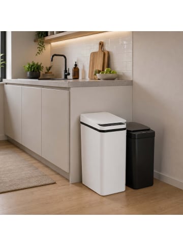 relaxdays 2 x Mülleimer mit Sensor in Schwarz/ Weiß - 9 & 15 Liter