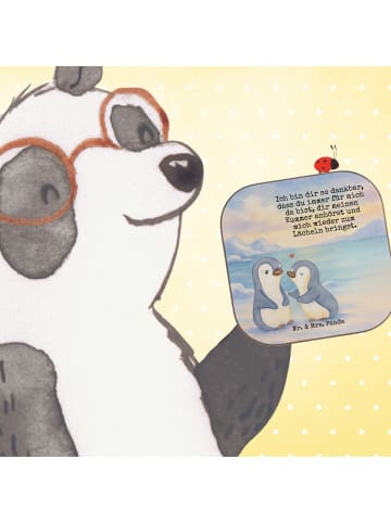 Mr. & Mrs. Panda Tisch-Untersetzer Pinguine trösten Design mit S... in Weiß