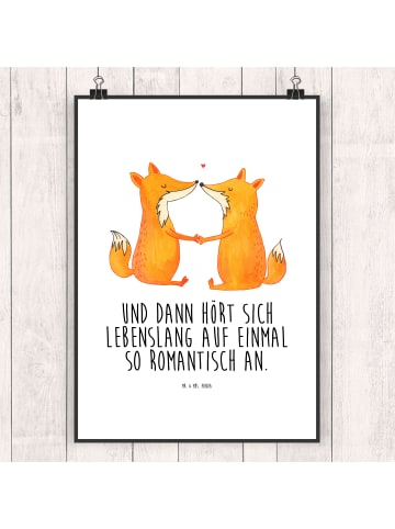 Mr. & Mrs. Panda Poster Füchse Liebe mit Spruch in Weiß
