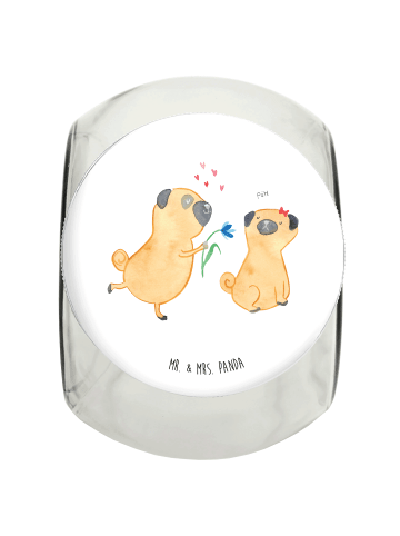Mr. & Mrs. Panda Leckerli Glas Mops Verliebt ohne Spruch in Weiß