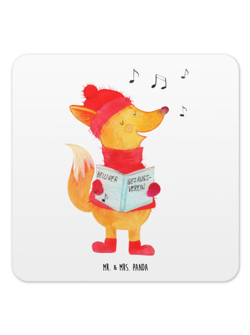 Mr. & Mrs. Panda Glasuntersetzer Fuchs Sänger ohne Spruch in Weiß