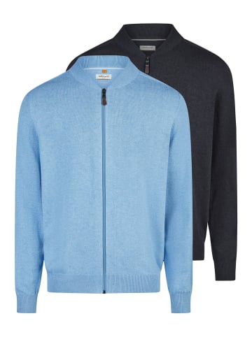 Redmond Strickjacke Basic in Hellblau / dunkelblau
