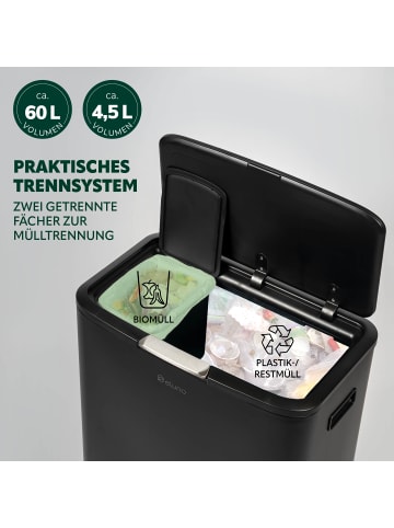 eluno Abfalleimer, 60 Liter Fassungsvermögen aus schwarzem Metall