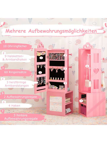 COSTWAY Kinder Schmuckschrank in Rosa