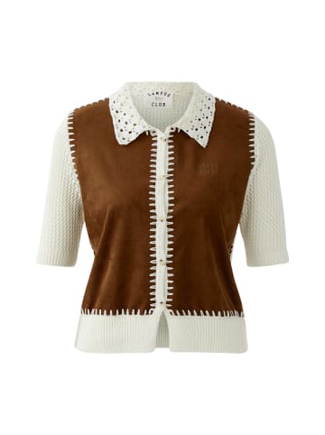 Oui Strickjacke in white brown