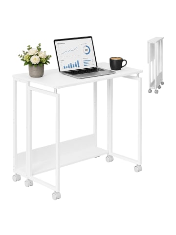 relaxdays Schreibtisch "klappbar" in Weiß - (B)80 x (H)75 x (T)50 cm