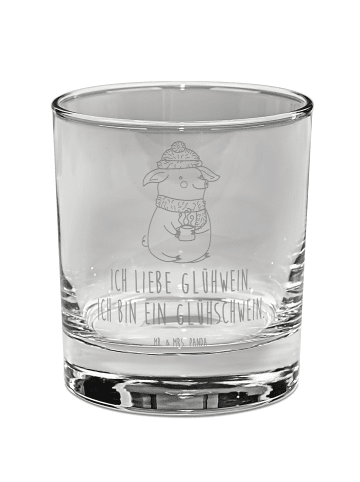 Mr. & Mrs. Panda Whiskey Glas Schwein Glühwein mit Spruch in Transparent