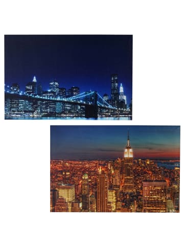 MCW 2er-Set LED-Bild mit Timer, Skyline New York