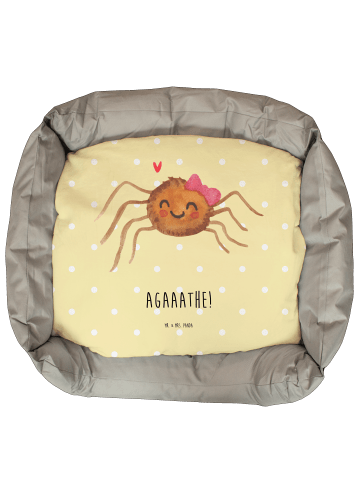 Mr. & Mrs. Panda Katzenbett Spinne Agathe Freude mit Spruch in Gelb Pastell