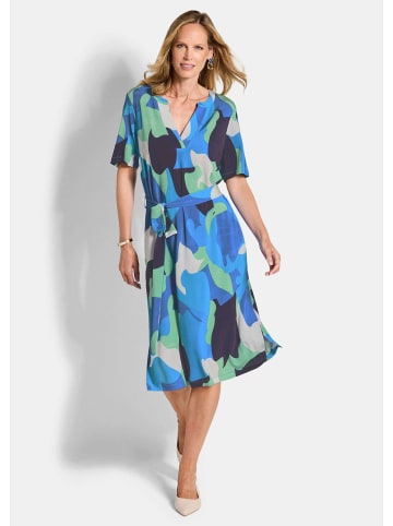 GOLDNER Druckkleid mit organischem Muster in blau / grün / gemustert