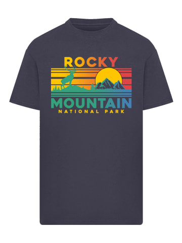F4NT4STIC Oversize T-Shirt US National Parks Rocky Mountain Sunset in marineblau