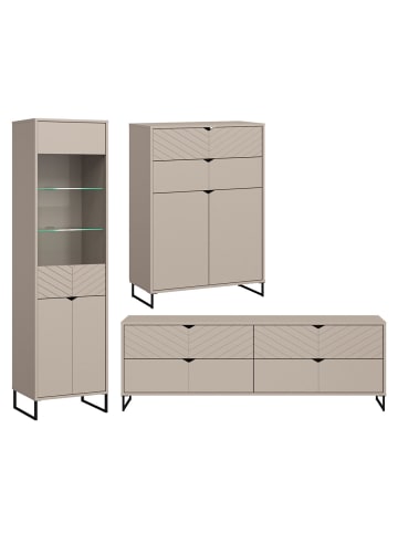Feldmann-Wohnen Wohnzimmer-Set 3-teilig Caseres Kaschmir 287 / 38 / 184cm