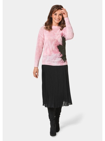 GOLDNER Pullover mit femininem Druck und Pailletten in rosé / schwarz / gemustert