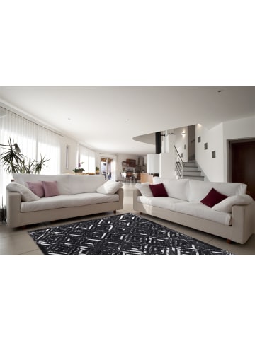 Kayoom Kurzflor Teppich Spark 410 in schwarz - silber - rechteckig