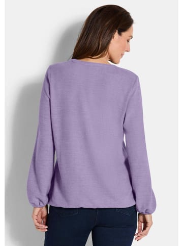 GOLDNER Jerseybluse Elegante Bluse mit Zierblende, Rundhals in flieder