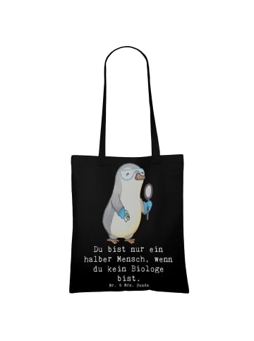 Mr. & Mrs. Panda Schultertasche Biologe Herz mit Spruch in Schwarz