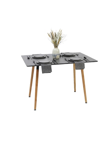 relaxdays Esstisch in Schwarz/ Natur - (B)110 x (H)75 x (T)70 cm