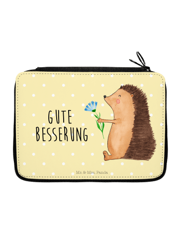 Mr. & Mrs. Panda Bleistiftetui Igel Blumen mit Spruch in Gelb Pastell