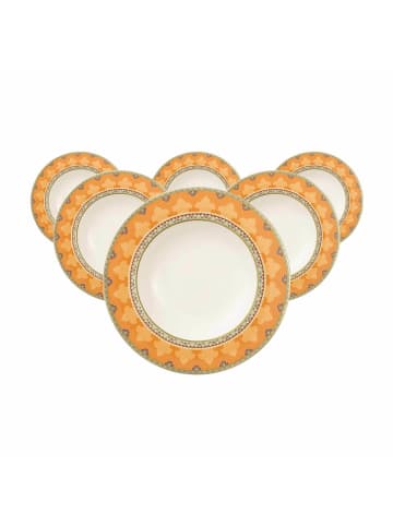 Villeroy & Boch 6er Set Suppenteller Samarkand Mandarin in Bunt ø 24,8 cm in bunt