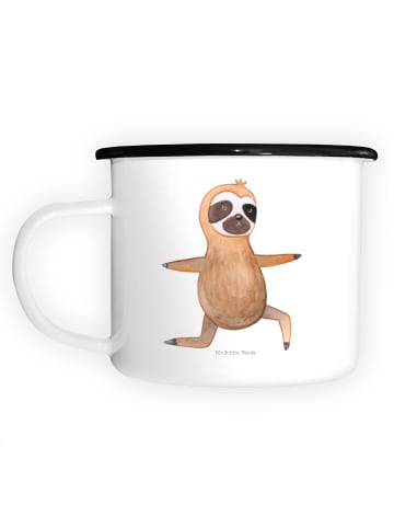 Mr. & Mrs. Panda Emaille Tasse Faultier Yoga ohne Spruch in Weiß