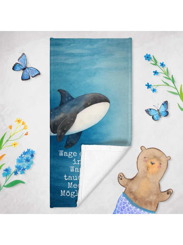 Mr. & Mrs. Panda Strandtuch Orca Design mit Spruch in Weiß