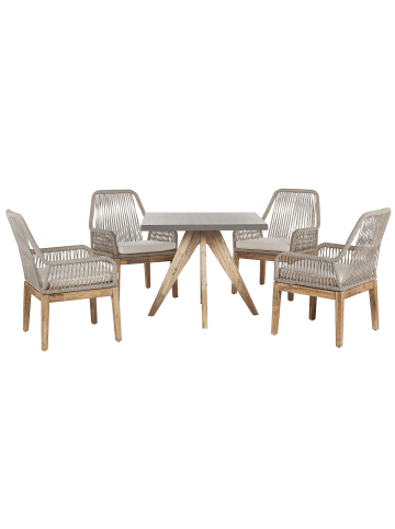 Beliani 5-tlg Gartentisch Set OLBIA in Grau/Beige/Braun