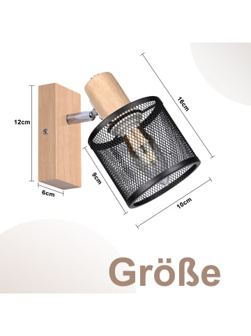 ZMH Deckenleuchte in Schwarz 1-flammige E14 Holz Modern Küchelampe