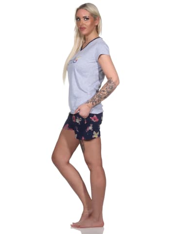 NORMANN kurzarm Shorty Schlafanzug Schmetterling - 79055 in grau