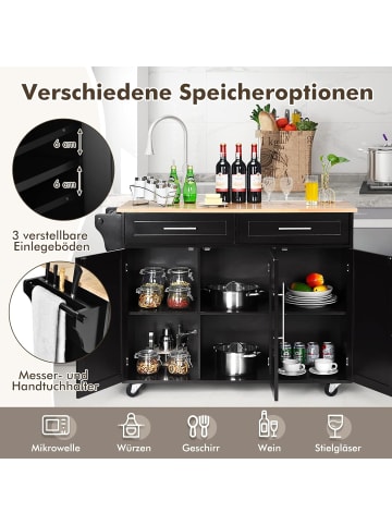 COSTWAY Küchenwagen Buffetschrank in Schwarz