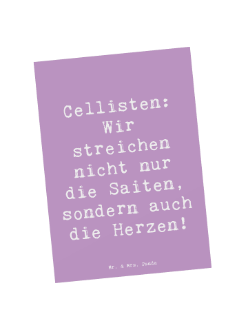 Mr. & Mrs. Panda Postkarte Spruch Zeichenllo Herz mit Spruch in Lavendeltraum