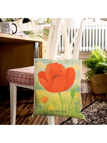 Mr. & Mrs. Panda Shopping Bag Blume Mohnblume Design ohne Spruch in Weiß