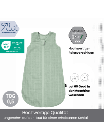 Kinderhaus Blaubär Alvi Mull-Schlafsack TOP in Uni Granite