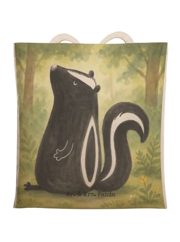 Mr. & Mrs. Panda Strandtasche Stinktier Sitzen Design ohne Spruch in Weiß