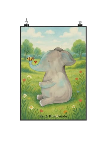 Mr. & Mrs. Panda Wandposter Elefant Biene Design ohne Spruch in Weiß